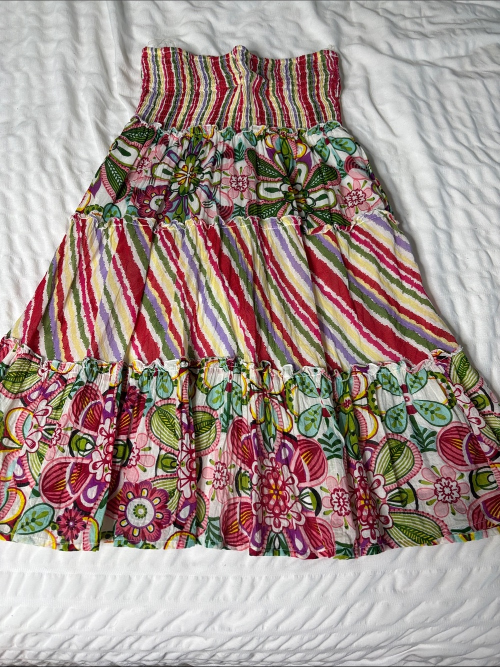 Peppermint Bay Strapless Smocked Floral Mini Dress Size Small NWOT